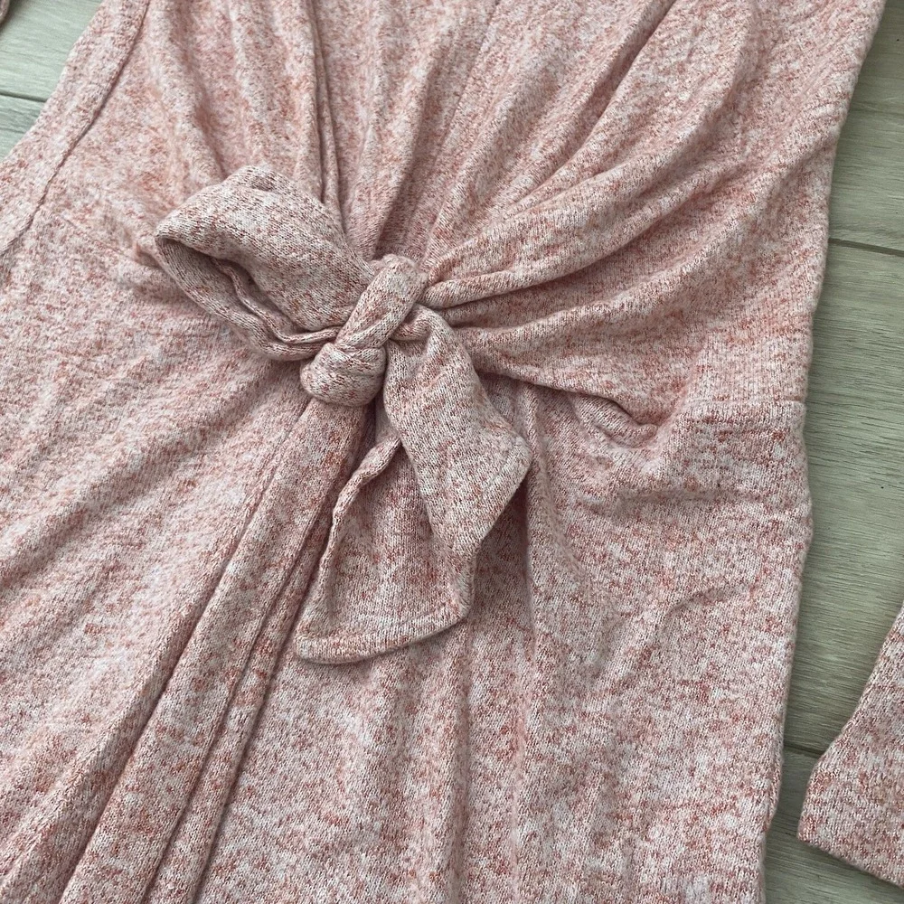 Free People Ginger Cozy Tie Front‎ Sweater Dress Pink V-neck Size Small So Soft!